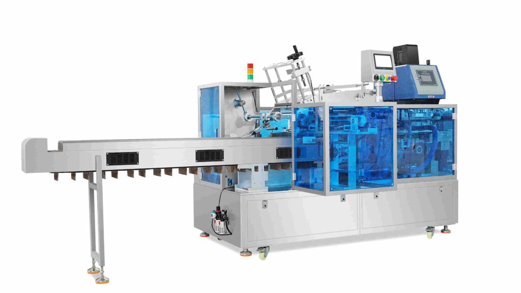 High-speed hot melt cartoner (automatic glue sealing packaging machine) – industrial equipment designed for efficient, secure carton sealing with heated adhesive, ideal for food, pharmaceutical, and consumer goods packaging lines