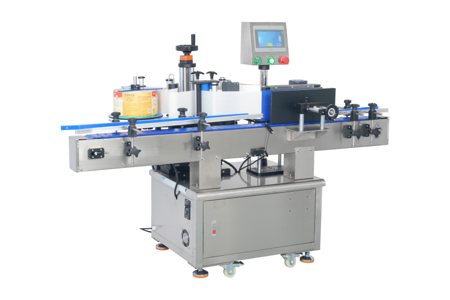 UBL fully automatic round bottle labeling machine for precise labeling of beverage bottles, wine bottles, cosmetic bottles, and other cylindrical containers.