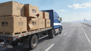 Export Food Packaging: a close-up of a cartoning machine arranging and sealing standardized cartons on a conveyor, demonstrating packaging consistency and automation in secondary food packaging for international logistics and quality control.