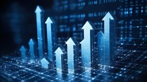 3D rising bar chart showing the growth of global OEM market size, illustrating steady expansion of OEM industry data