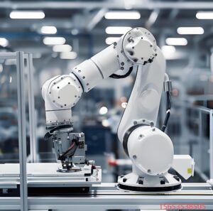 Intelligent industrial robotic arm operating on an automated production line in an OEM factory, showcasing the efficient production and automation advantages of the OEM model
