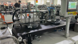UBL semi-automatic filament packing line for 3D printing filament manufacturers. Real-time footage showing automatic bagging and vacuum sealing process to protect filament from moisture.