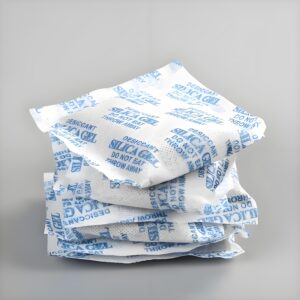 Silica gel desiccant packets, used with vacuum-sealed packaging to protect 3D printing filament from residual moisture