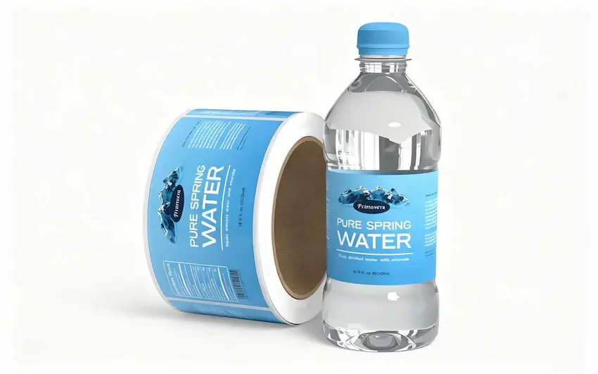 UBL round bottle labeling machine applying wrap-around labels to water bottles and beverage containers